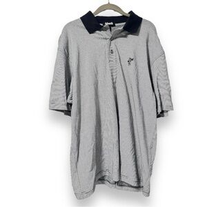 Vtg Ashworth Golf Black White Striped Polo Short Sleeve Shirt Men’s Size Medium